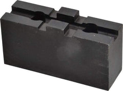 Bison - 6 to 6-1/4" Chuck Capacity, Tongue & Groove Attachment, Square Soft Lathe Chuck Jaw - 1 Jaw, Steel, 1-1/2" Btw Mount Hole Ctrs, 3-1/16" Long x 1" Wide x 1.634" High, 5/16" Groove - Apex Tool & Supply