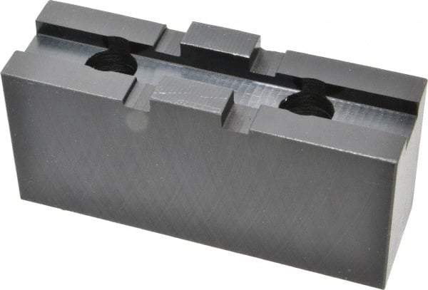 Bison - 10" Chuck Capacity, Tongue & Groove Attachment, Square Soft Lathe Chuck Jaw - 1 Jaw, Steel, 2-1/8" Btw Mount Hole Ctrs, 4-3/16" Long x 1-9/32" Wide x 2.028" High, 1/2" Groove - Apex Tool & Supply