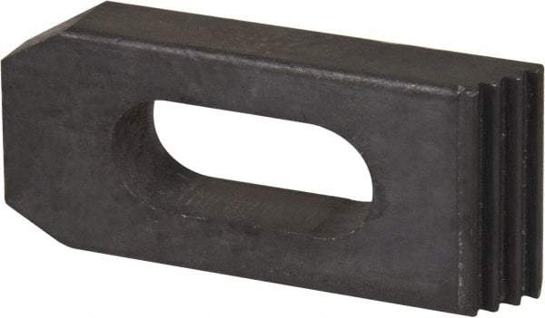 Value Collection - 1/2" Stud, Heat Treated Steel, Plain Strap Clamp - 1.26" Travel, 2-1/2" OAL x 1-1/8" Wide x 1/2" High, Black Oxide Finish, Tapered Nose - Apex Tool & Supply