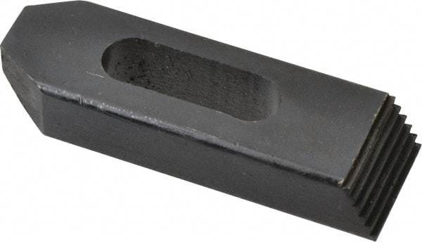 Value Collection - 1/2" Stud, Heat Treated Steel, Plain Strap Clamp - 1-1/2" Travel, 4" OAL x 1-1/4" Wide x 3/4" High, Black Oxide Finish, Tapered Nose - Apex Tool & Supply