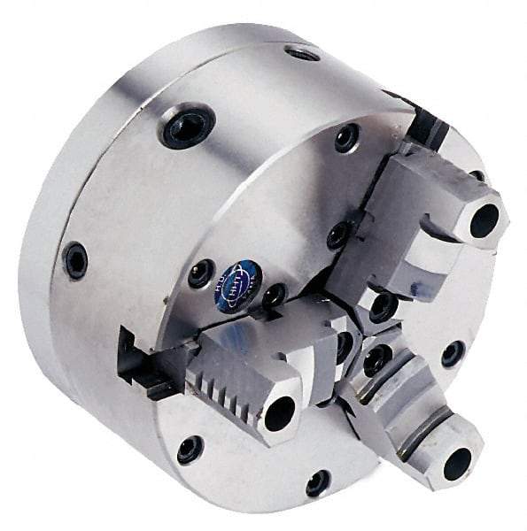 Vectrax - 3 Jaws, 6" Diam, Self Centering Manual Lathe Chuck - Includes Back Plate - Apex Tool & Supply