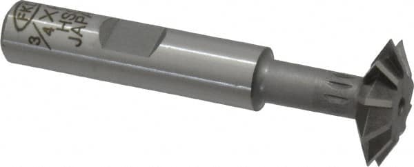 Interstate - 3/4° 3/4" Cut Diam, 3/16" Cut Width, 3/8" Shank, High Speed Steel Double-Angle Cutter - Apex Tool & Supply