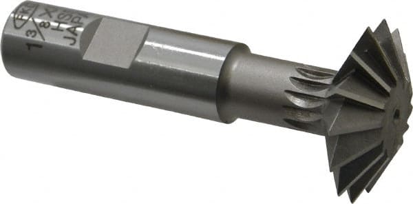 Interstate - 1-3/8° 1-3/8" Cut Diam, 7/16" Cut Width, 5/8" Shank, High Speed Steel Double-Angle Cutter - Apex Tool & Supply