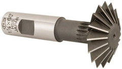 Interstate - 1-7/8° 1-7/8" Cut Diam, 5/8" Cut Width, 3/4" Shank, High Speed Steel Double-Angle Cutter - Apex Tool & Supply