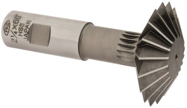 Interstate - 2-1/4° 2-1/4" Cut Diam, 3/4" Cut Width, 7/8" Shank, High Speed Steel Double-Angle Cutter - Apex Tool & Supply