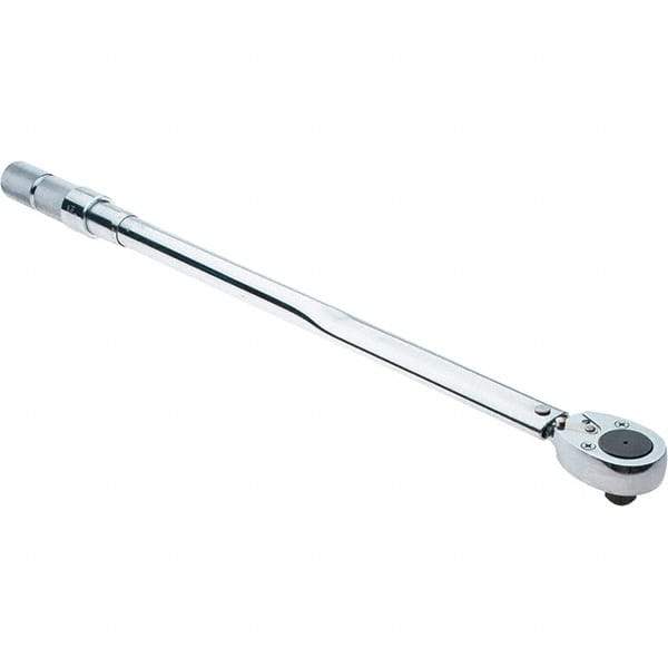 Proto - 3/4" Drive Micrometer Type Ratchet Head Torque Wrench - 142 N/m to 428 N/m Torque, 32-23/32" OAL, 1.7 N/m Graduation, Ratchet Head - Apex Tool & Supply