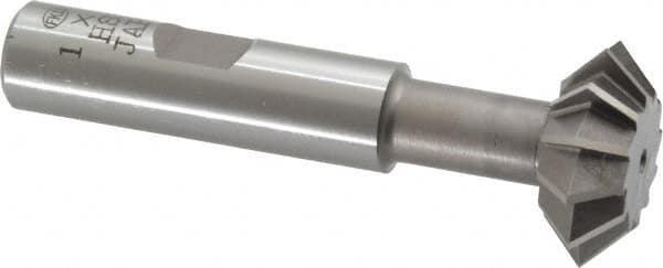 Interstate - 1° 1" Cut Diam, 3/8" Cut Width, 1/2" Shank, High Speed Steel Double-Angle Cutter - Apex Tool & Supply