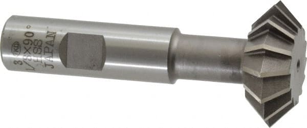 Interstate - 1-3/8° 1-3/8" Cut Diam, 1/2" Cut Width, 5/8" Shank, High Speed Steel Double-Angle Cutter - Apex Tool & Supply