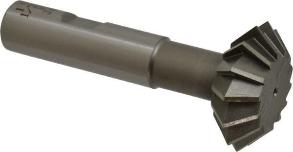 Interstate - 1-1/2° 1-1/2" Cut Diam, 9/16" Cut Width, 5/8" Shank, High Speed Steel Double-Angle Cutter - Apex Tool & Supply