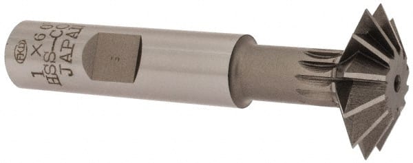Interstate - 1° 1" Cut Diam, 5/16" Cut Width, 1/2" Shank, Cobalt Double-Angle Cutter - Apex Tool & Supply