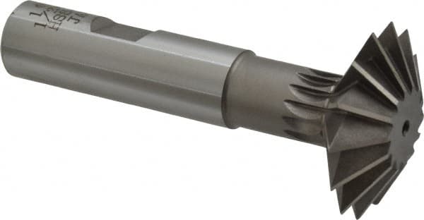 Interstate - 1-1/2° 1-1/2" Cut Diam, 1/2" Cut Width, 5/8" Shank, Cobalt Double-Angle Cutter - Apex Tool & Supply