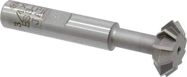 Interstate - 3/4° 3/4" Cut Diam, 1/4" Cut Width, 3/8" Shank, Cobalt Double-Angle Cutter - Apex Tool & Supply