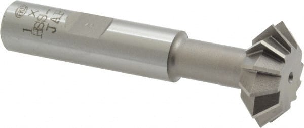 Interstate - 1° 1" Cut Diam, 3/8" Cut Width, 1/2" Shank, Cobalt Double-Angle Cutter - Apex Tool & Supply