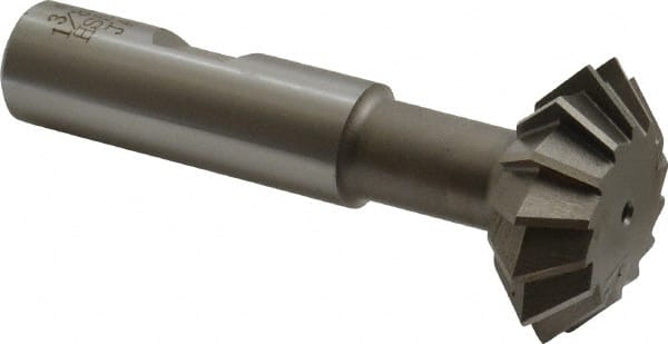 Interstate - 1-3/8° 1-3/8" Cut Diam, 1/2" Cut Width, 5/8" Shank, Cobalt Double-Angle Cutter - Apex Tool & Supply