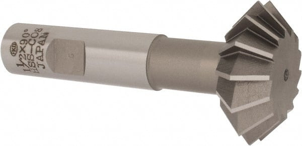 Interstate - 1-1/2° 1-1/2" Cut Diam, 9/16" Cut Width, 5/8" Shank, Cobalt Double-Angle Cutter - Apex Tool & Supply