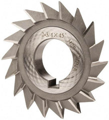 Value Collection - 2-3/4" Diam x 1/2" Width of Cut, 45° Included Angle, Arbor Connection, High Speed Steel Single Angle Cutter - Right Hand Cut, Oxide Finish - Apex Tool & Supply