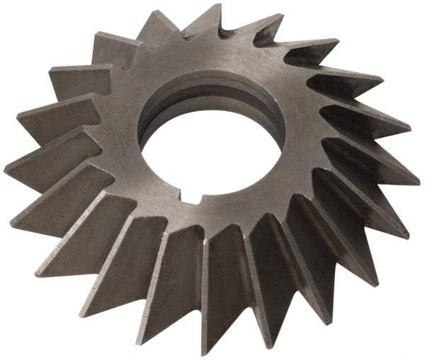 Value Collection - 4" Diam x 1/2" Width of Cut, 60° Included Angle, Arbor Connection, High Speed Steel Single Angle Cutter - Left Hand Cut, Oxide Finish - Apex Tool & Supply
