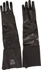 Ansell - Size M (8), 26" Long, 85 mil Thick, Supported, Neoprene Chemical Resistant Gloves - Textured Finish, Fleece/Jersey Lined, Gauntlet Cuff, ANSI Abrasion Level 3, ANSI Cut Level 2, Black, FDA Approved - Apex Tool & Supply