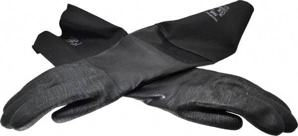 Ansell - Size XL (10), 26" Long, 85 mil Thick, Supported, Neoprene Chemical Resistant Gloves - Textured Finish, Fleece/Jersey Lined, Gauntlet Cuff, ANSI Abrasion Level 3, ANSI Cut Level 2, Black, FDA Approved - Apex Tool & Supply