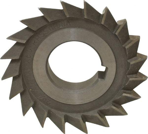Value Collection - 2-3/4" Diam x 1/2" Width of Cut, 60° Included Angle, Arbor Connection, High Speed Steel Single Angle Cutter - Right Hand Cut, Oxide Finish - Apex Tool & Supply