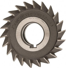 Value Collection - 3" Diam x 3/4" Width of Cut, 60° Included Angle, Arbor Connection, High Speed Steel Single Angle Cutter - Right Hand Cut, Oxide Finish - Apex Tool & Supply