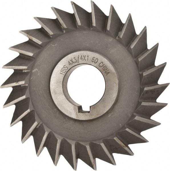 Value Collection - 4" Diam x 3/4" Width of Cut, 60° Included Angle, Arbor Connection, High Speed Steel Single Angle Cutter - Right Hand Cut, Oxide Finish - Apex Tool & Supply