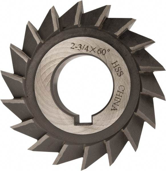 Value Collection - 2-3/4" Diam x 1/2" Width of Cut, 60° Included Angle, Arbor Connection, High Speed Steel Single Angle Cutter - Left Hand Cut, Oxide Finish - Apex Tool & Supply