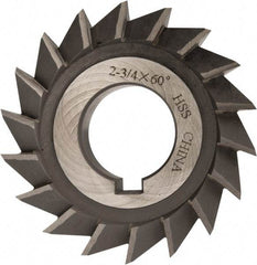 Value Collection - 2-3/4" Diam x 1/2" Width of Cut, 60° Included Angle, Arbor Connection, High Speed Steel Single Angle Cutter - Left Hand Cut, Oxide Finish - Apex Tool & Supply