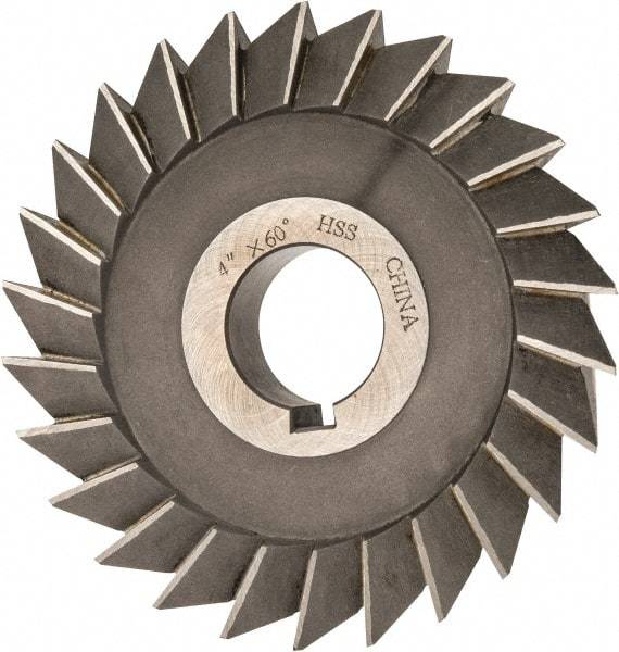 Value Collection - 4" Diam x 3/4" Width of Cut, 60° Included Angle, Arbor Connection, High Speed Steel Single Angle Cutter - Left Hand Cut, Oxide Finish - Apex Tool & Supply