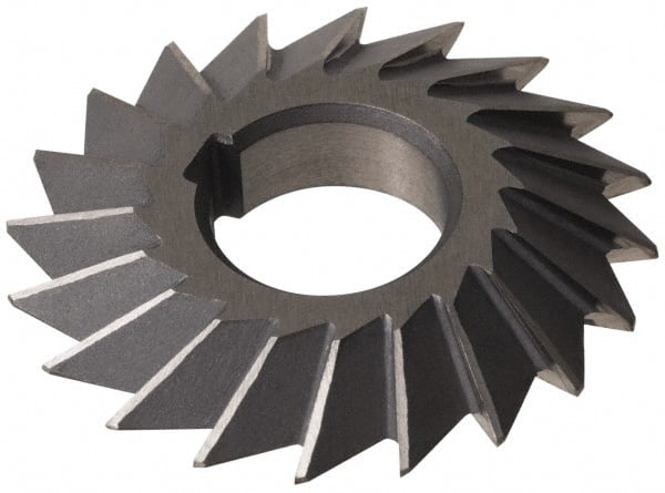 Made in USA - 4° 4" Cut Diam, 3/4" Cut Width, 1-1/4" Arbor, High Speed Steel Double-Angle Cutter - Apex Tool & Supply