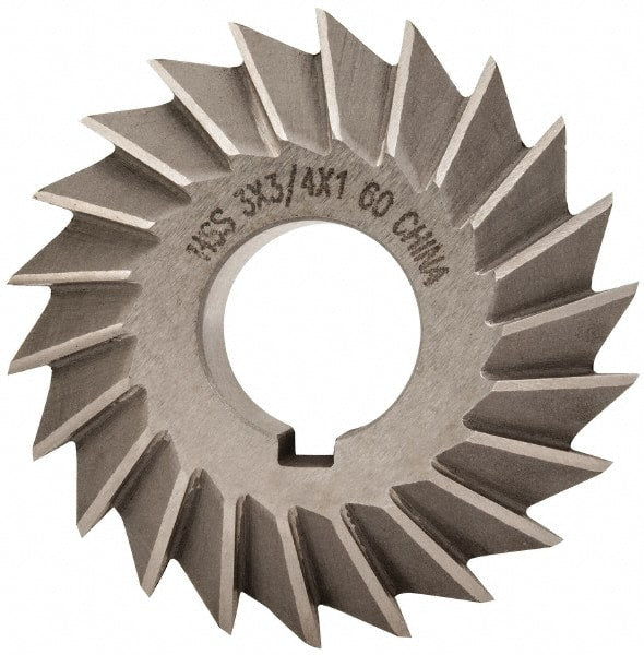 Value Collection - 3° 3" Cut Diam, 3/4" Cut Width, 1" Arbor, High Speed Steel Double-Angle Cutter - Apex Tool & Supply