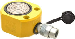 Enerpac - 30 Ton, 0.5" Stroke, 3.25 Cu In Oil Capacity, Portable Hydraulic Flat Body Cylinder - 6.49 Sq In Effective Area, 2.31" Lowered Ht., 2.81" Max Ht., 2.88" Cyl Bore Diam, 2.5" Plunger Rod Diam, 10,000 Max psi - Apex Tool & Supply