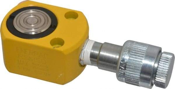 Enerpac - 5 Ton, 0.25" Stroke, 0.25 Cu In Oil Capacity, Portable Hydraulic Flat Body Cylinder - 0.99 Sq In Effective Area, 1.28" Lowered Ht., 1.53" Max Ht., 1.13" Cyl Bore Diam, 1" Plunger Rod Diam, 10,000 Max psi - Apex Tool & Supply