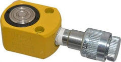 Enerpac - 5 Ton, 0.25" Stroke, 0.25 Cu In Oil Capacity, Portable Hydraulic Flat Body Cylinder - 0.99 Sq In Effective Area, 1.28" Lowered Ht., 1.53" Max Ht., 1.13" Cyl Bore Diam, 1" Plunger Rod Diam, 10,000 Max psi - Apex Tool & Supply
