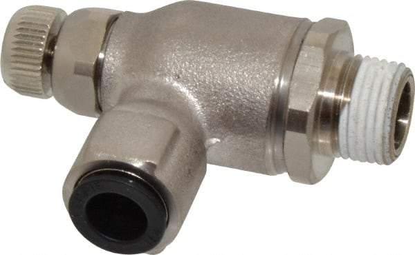 Legris - 3/8" Tube OD x 3/8" NPT Metal Flow Control Regulator - 0 to 145 psi & Treated Brass Material - Apex Tool & Supply
