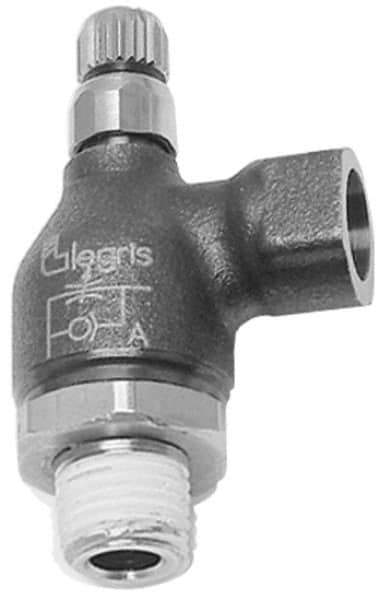 Legris - 1/4" NPT Mini Swivel Flow Control Regulator - 0 to 145 psi, Treated Brass Material & Viton O-Ring - Apex Tool & Supply