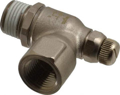 Legris - 1/2" NPT Mini Swivel Flow Control Regulator - 0 to 145 psi, Treated Brass Material & Viton O-Ring - Apex Tool & Supply