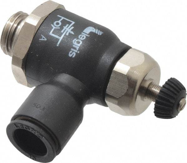 Legris - 10mm Tube OD x 1/4 Male BSPP Compact Meter Out Flow Control Valve - 14.5 to 145 psi, Nylon - Apex Tool & Supply