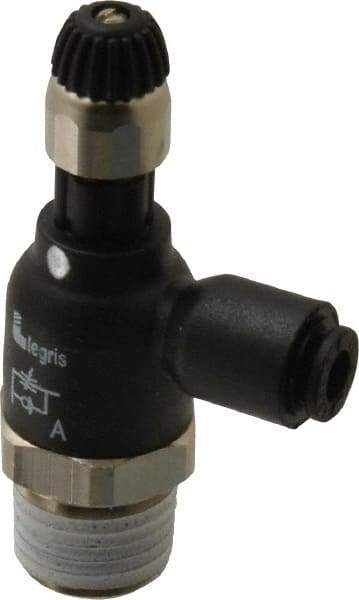 Legris - 5/32" Tube OD x 1/4 Male NPT Compact Meter Out Flow Control Valve - 14.5 to 145 psi, Nylon - Apex Tool & Supply