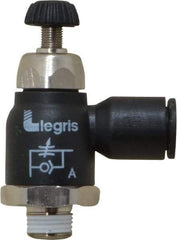 Legris - 8mm Tube OD x 1/8 Male BSPT Compact Meter Out Flow Control Valve - 14.5 to 145 psi, Nylon - Apex Tool & Supply