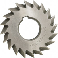 Made in USA - 4° 4" Cut Diam, 1" Cut Width, 1-1/4" Arbor, High Speed Steel Double-Angle Cutter - Apex Tool & Supply