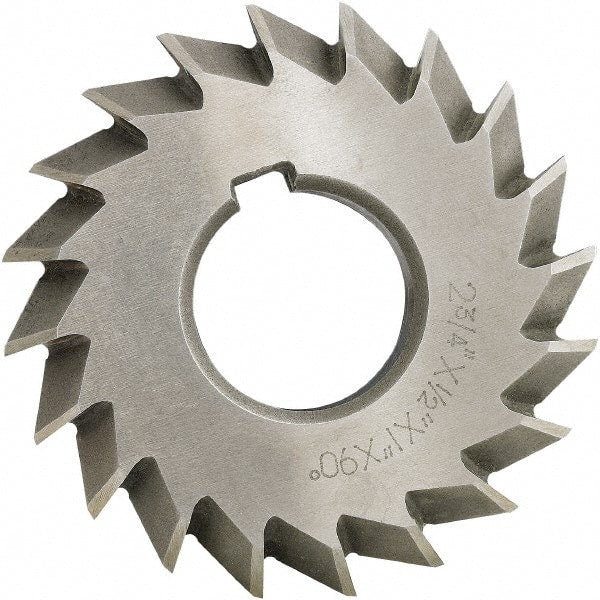 Made in USA - 5° 5" Cut Diam, 3/4" Cut Width, 1-1/4" Arbor, High Speed Steel Double-Angle Cutter - Apex Tool & Supply