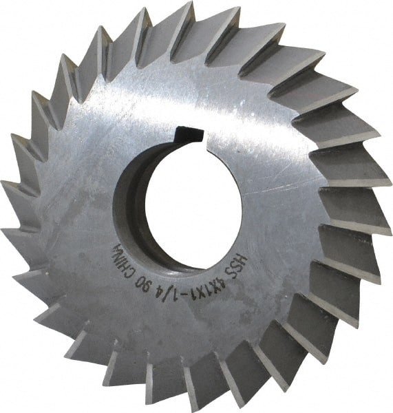 Value Collection - 4° 4" Cut Diam, 1" Cut Width, 1-1/4" Arbor, High Speed Steel Double-Angle Cutter - Apex Tool & Supply