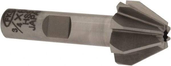 Interstate - 3/4" Large x 5/16" Small Diam, 17/32" Width of Cut, 60° Included Angle, High Speed Steel Face Angle Cutter - 3/8" Shank Diam, 2-3/32" Overall Length, Weldon Flat - Apex Tool & Supply