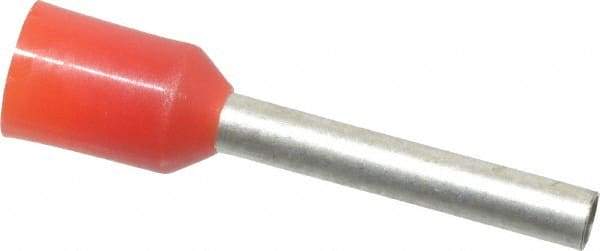 ACI - 16 AWG, Partially Insulated, Crimp Electrical Wire Ferrule - 12mm Long x 2mm Diameter Pin, 18.4mm Overall Length - Apex Tool & Supply