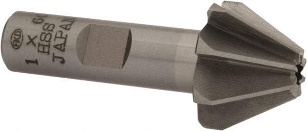 Interstate - 1" Large x 3/8" Small Diam, 11/16" Width of Cut, 60° Included Angle, High Speed Steel Face Angle Cutter - 1/2" Shank Diam, 2-13/32" Overall Length, Weldon Flat - Apex Tool & Supply