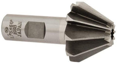 Interstate - 1-5/8" Large x 5/8" Small Diam, 1-1/16" Width of Cut, 60° Included Angle, High Speed Steel Face Angle Cutter - 3/4" Shank Diam, 3-1/16" Overall Length, Weldon Flat - Apex Tool & Supply