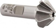 Interstate - 1" Large x 3/8" Small Diam, 7/16" Width of Cut, 90° Included Angle, High Speed Steel Face Angle Cutter - 1/2" Shank Diam, 2-3/16" Overall Length, Weldon Flat - Apex Tool & Supply