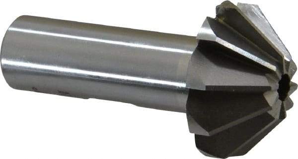 Interstate - 1-1/4" Large x 1/2" Small Diam, 17/32" Width of Cut, 90° Included Angle, High Speed Steel Face Angle Cutter - 5/8" Shank Diam, 2-13/32" Overall Length, Weldon Flat - Apex Tool & Supply