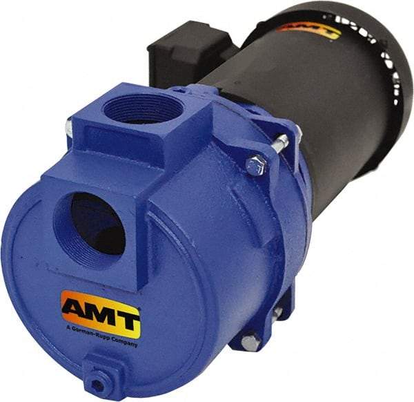 American Machine & Tool - 230/460 Volt, 8/4 Amp, 3 Phase, 3 HP, Self Priming Sewage Trash Pump - 56J Frame, 2 Inch Inlet, TEFC Motor, Cast Iron Housing, Stainless Steel Impeller, Buna N Seal - Apex Tool & Supply